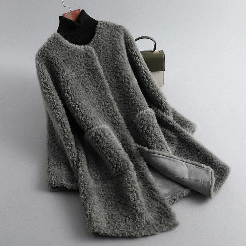 Hollmere | Shearling Coat – Elegant Draped Silhouette