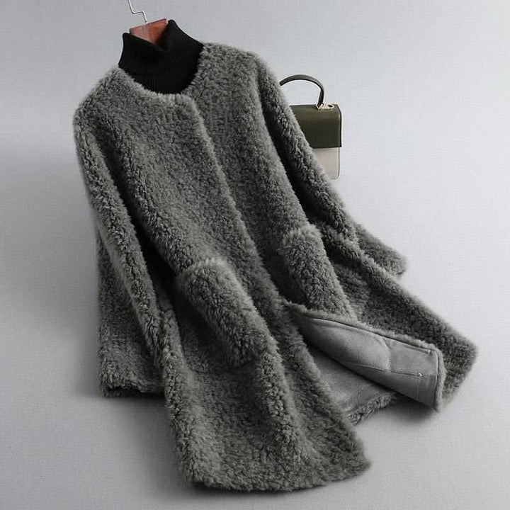 Hollmere | Shearling Coat – Elegant Draped Silhouette