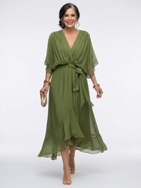 Corinne | V-Neck Waist-Tie Midi Dress