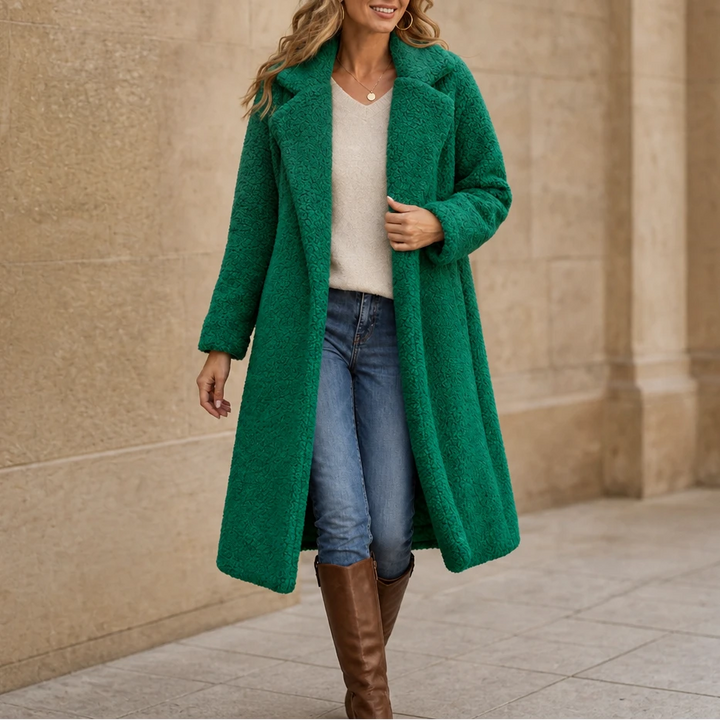 Velora | Long Teddy Coat – Plush Cozy Layer for Women
