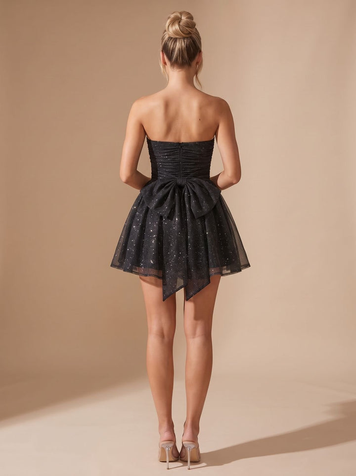Mira | Glitter Mini Dress – Strapless Bustier Style for Women