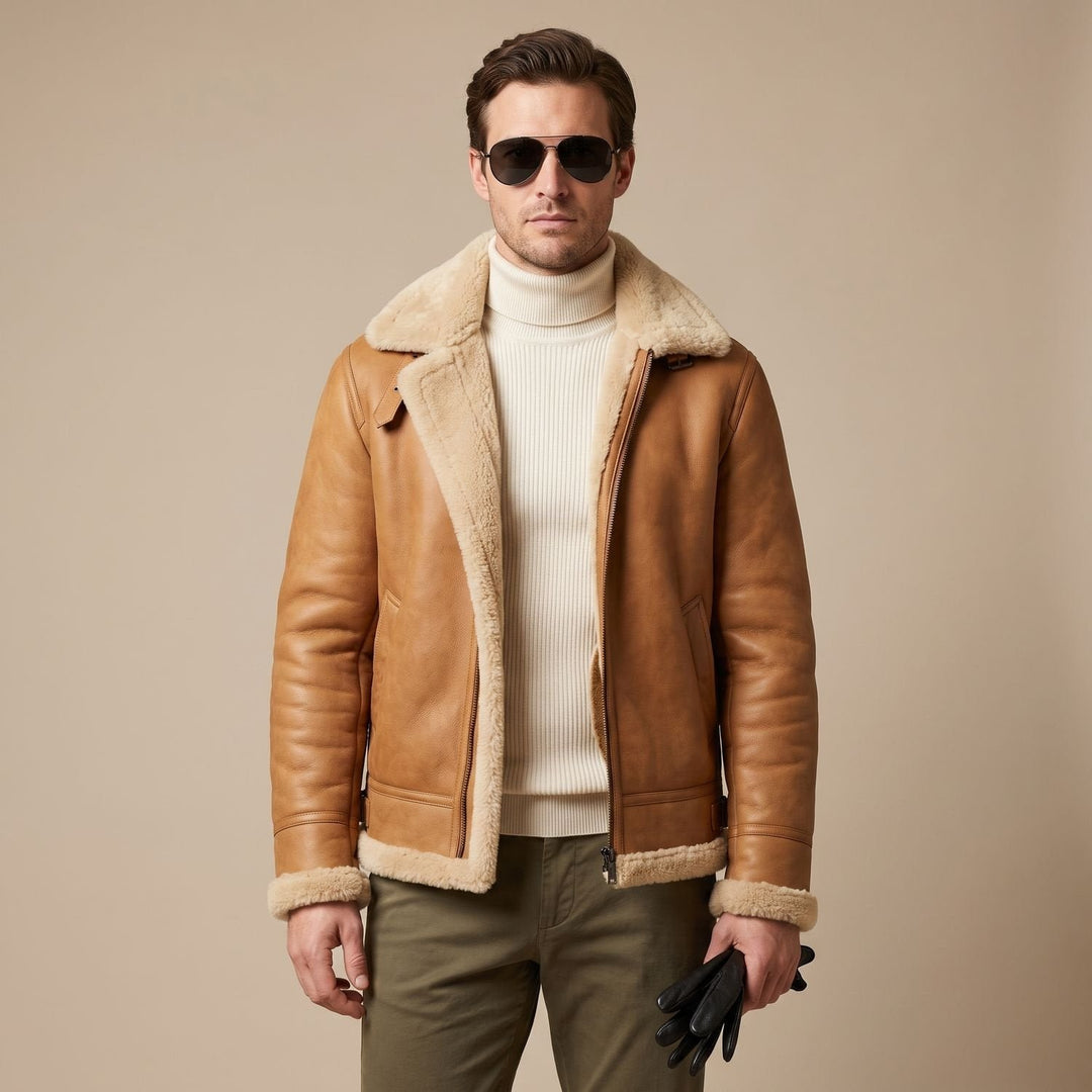 Falcon | Bomber Jacket with Teddy Fur Lining for Men