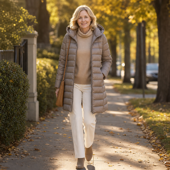 Veluna | Long Puffer Coat – Quilted Warmth for Women