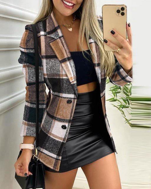 Evelyn | Women's Checked Pattern Tailored Blazer
