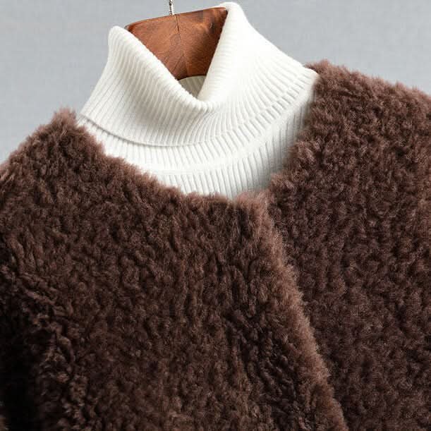 Hollmere | Shearling Coat – Elegant Draped Silhouette