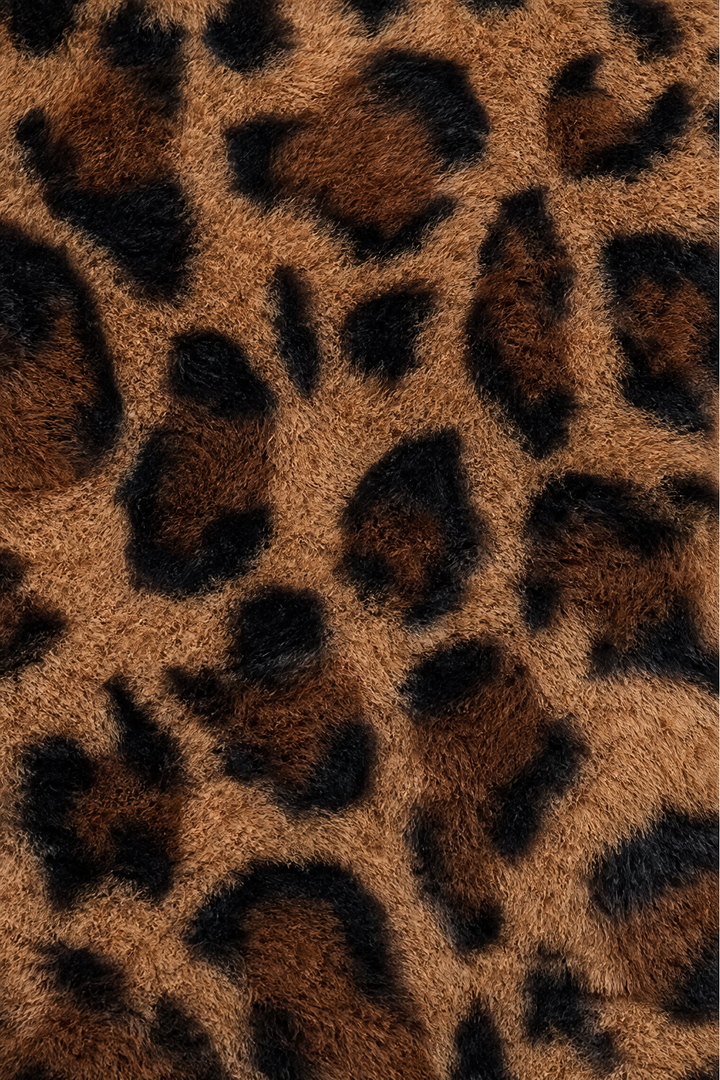 Lina | Leopard Print Faux Fur Coat – Stylish Open Front for Women