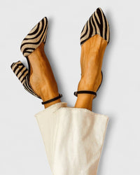 Mireille | Striped Open-Toe Ankle-Strap Block Heels