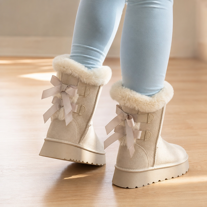 Bowelle | Plush-Lined Platform Bow Winter Boots for Women