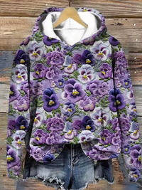 Astrid | Felpa con cappuccio in maglia jacquard floreale scandinava