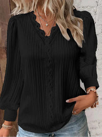 Charlotte | Lace-Trimmed V-Neck Blouse