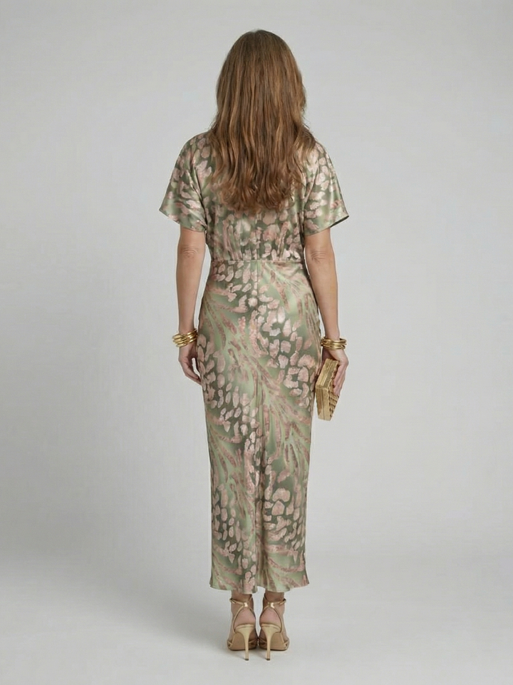 Coralie | Midi Dress with Abstract Print and Twist Waist