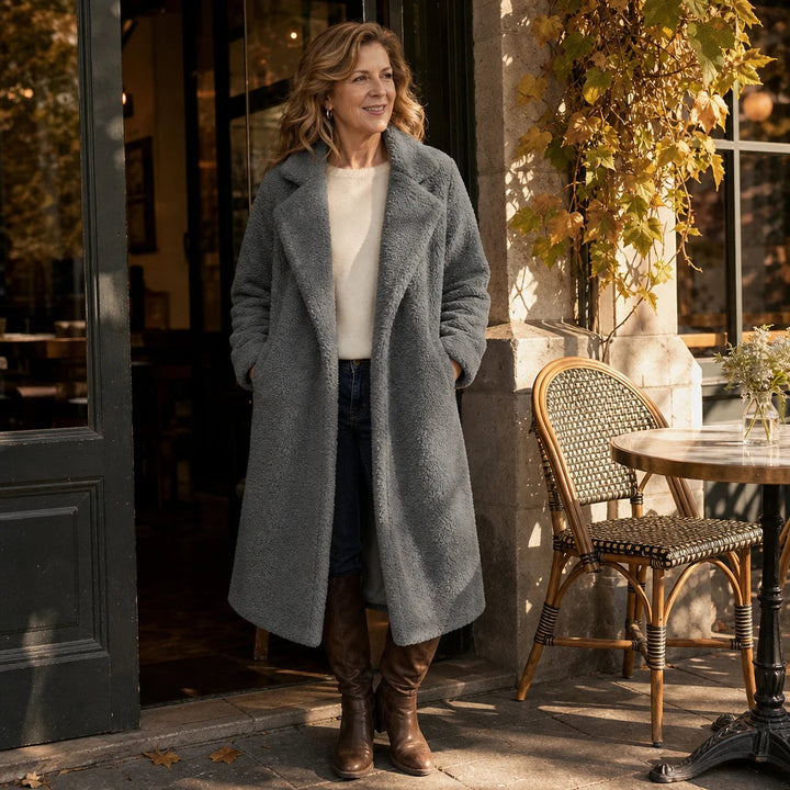 Velora | Long Teddy Coat – Plush Cozy Layer for Women