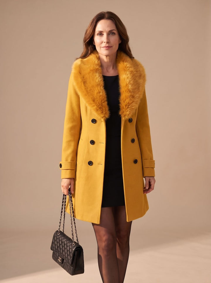 Hannah | Faux Fur Coat – Elegant Slim-Fit Style for Women