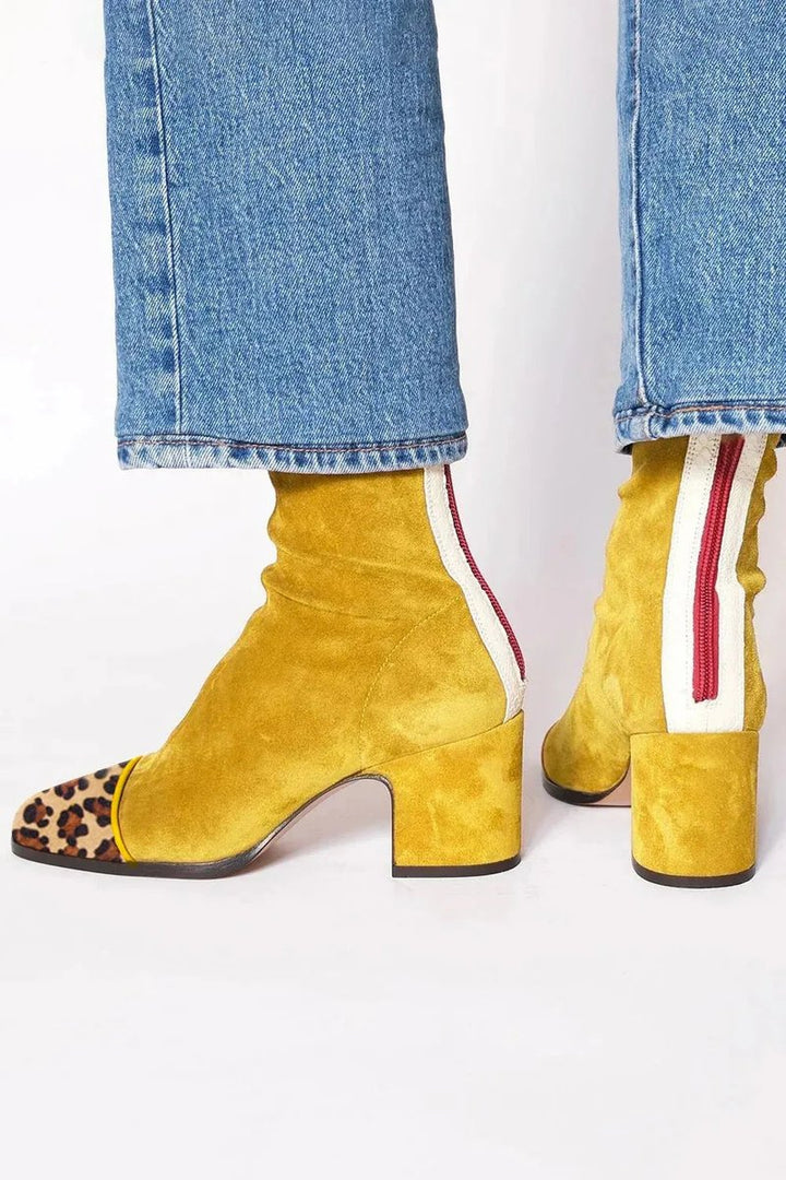 Velmira | Women's Bold Suede Leopard-Toe Ankle Boots