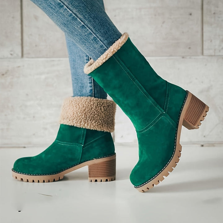 Clara | Women's Fleece-Lined Block Heel Ankle Boots