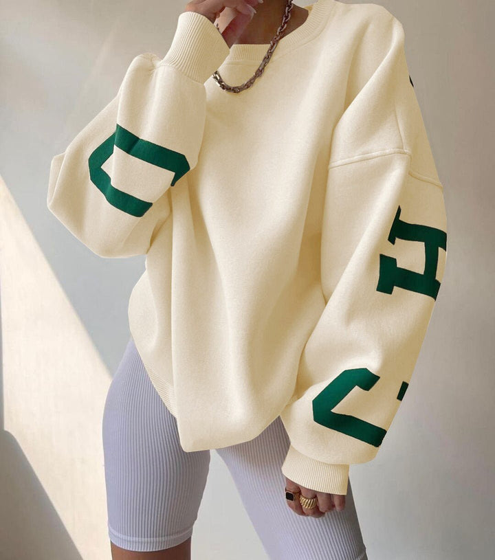 Isalyn | Felpa girocollo casual oversize con interno felpato