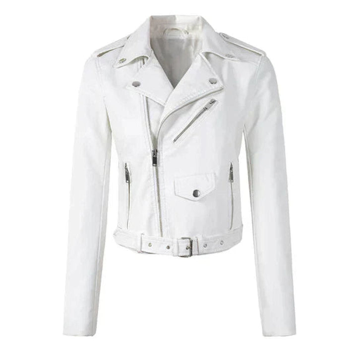 Rosie | Cropped Biker Faux Leather Jacket – Edgy Moto Style for Women