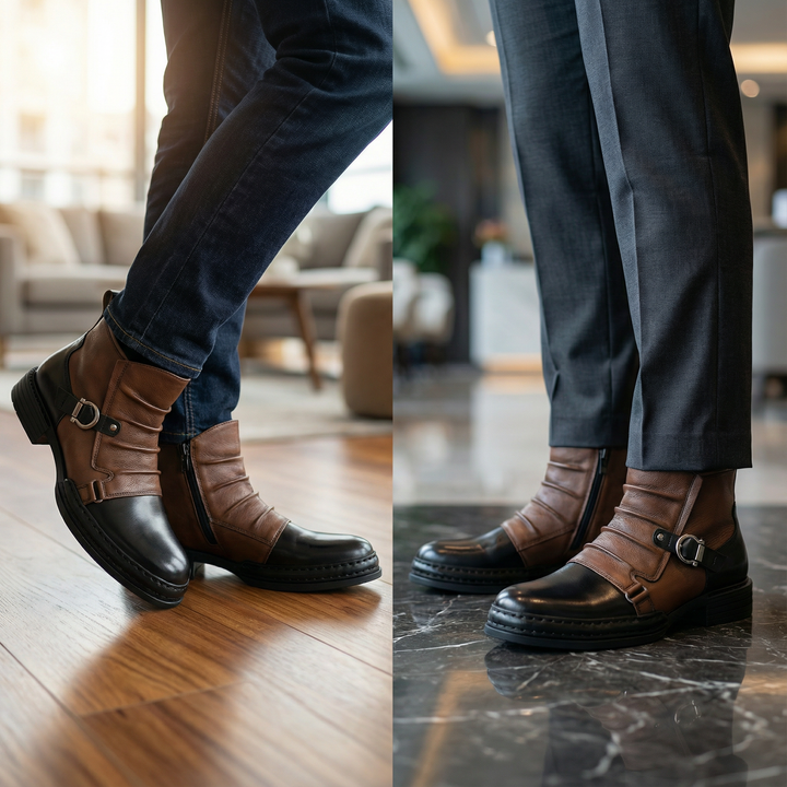 Cavalier | Two-Tone Ankle Boots – Stylish Slip-On Design for Women