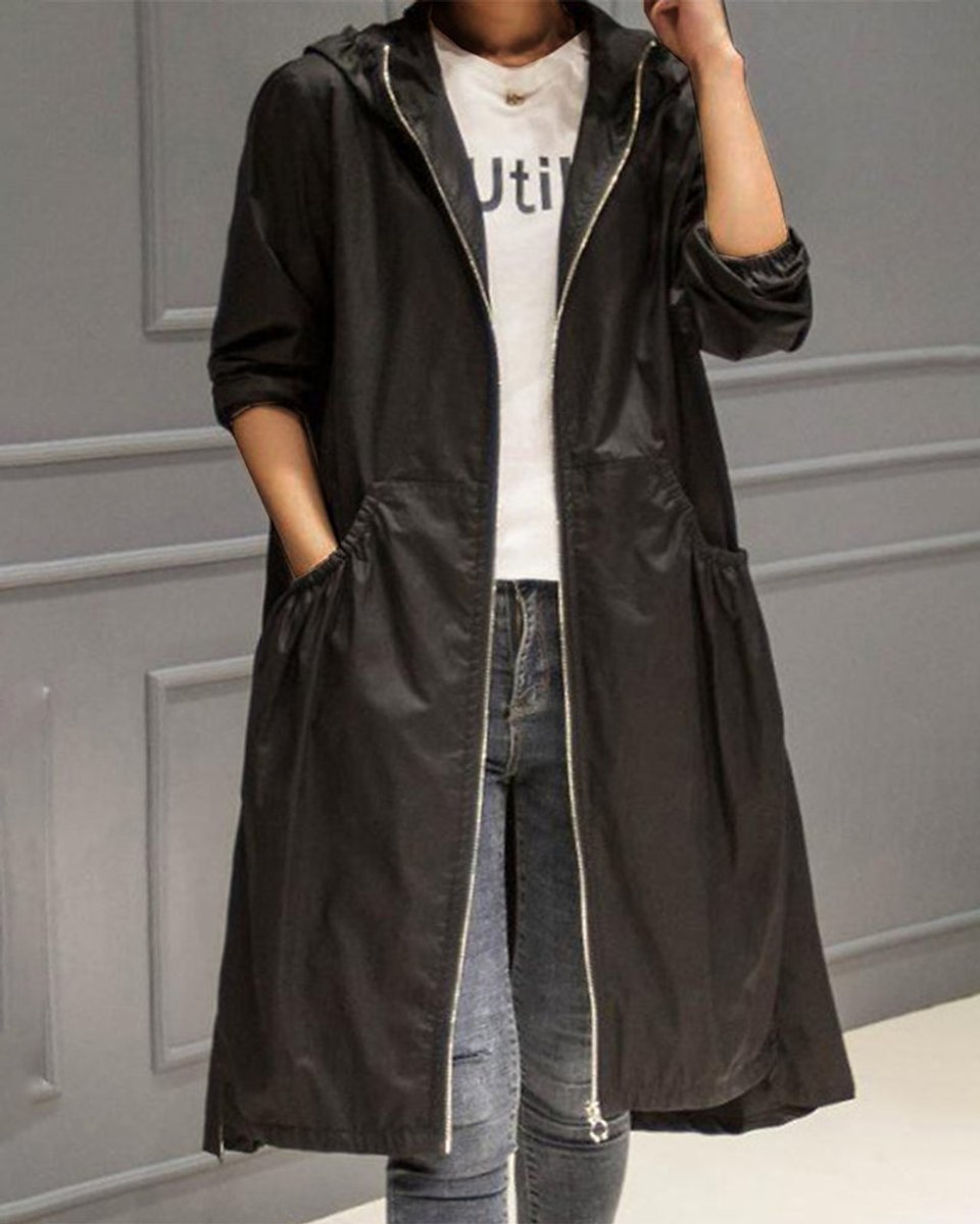 Sylvie | Impermeabile trench lungo con cappuccio, elegante da donna