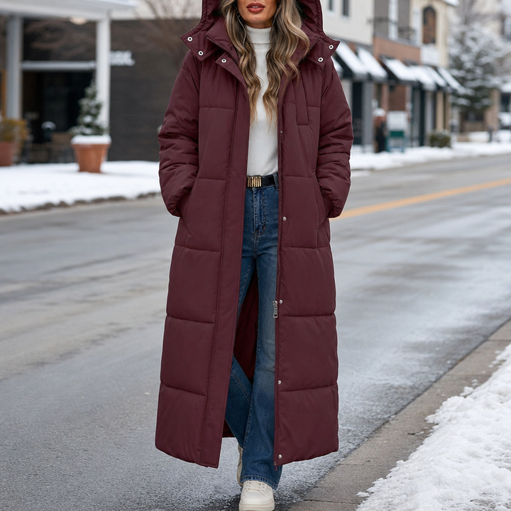 Wabella | Long Hooded Puffer Coat – Warm Close Fit for Women