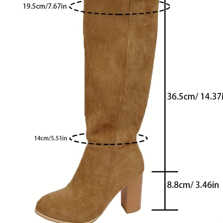 Vallara | Women's Chic Knee-High Stacked Block Heel Boots