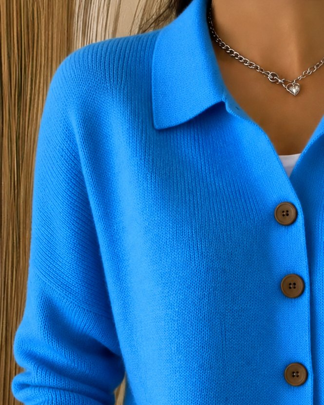 Élodie | Strickjacke mit Polokragen und Rippenmuster