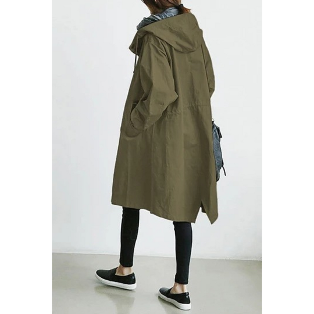 Maya | Women's Elegant Longline Hooded Trench Coat