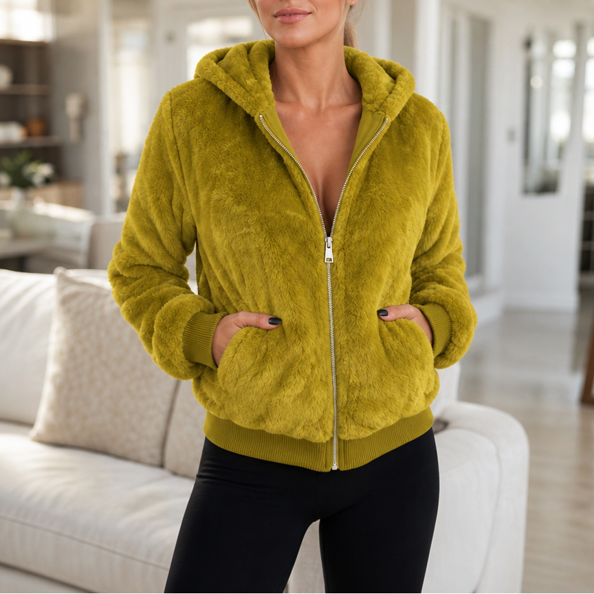 Wearbella | Hooded Faux Fur Zip Jacket – Stylish Layer for Women