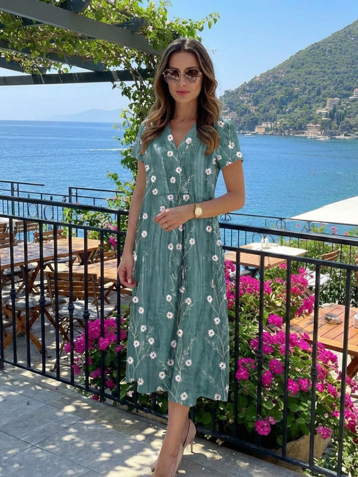 Margaret | Floral Midi Dress – Relaxed Style for Women