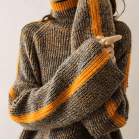 Chloe | Patchwork Knit Cashmere Turtleneck Sweater