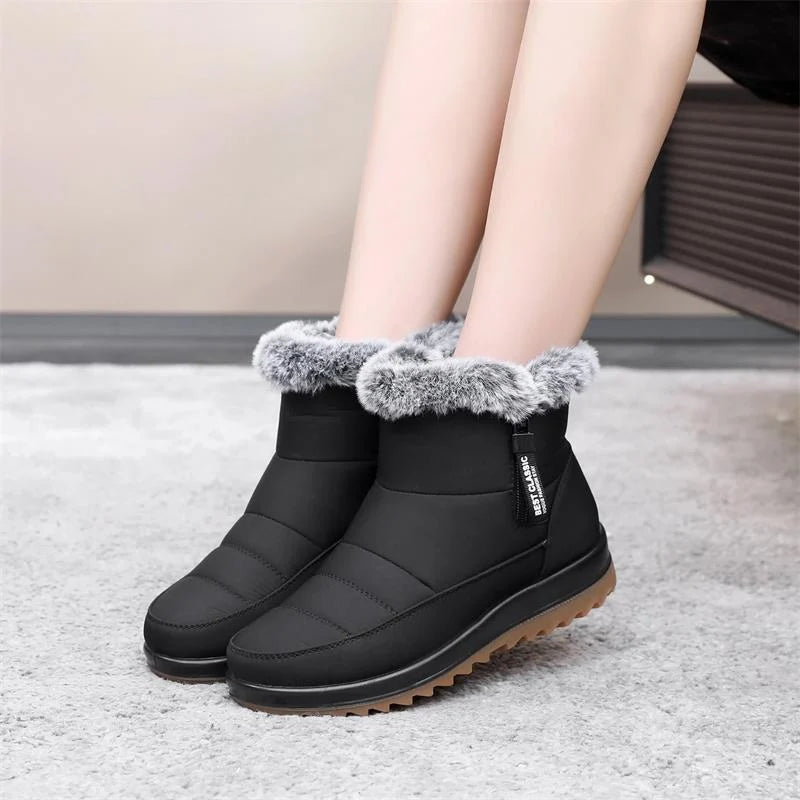 Warmalia | Waterproof Slip-On Snow Boots – Faux Fur-Lined Comfort for Women