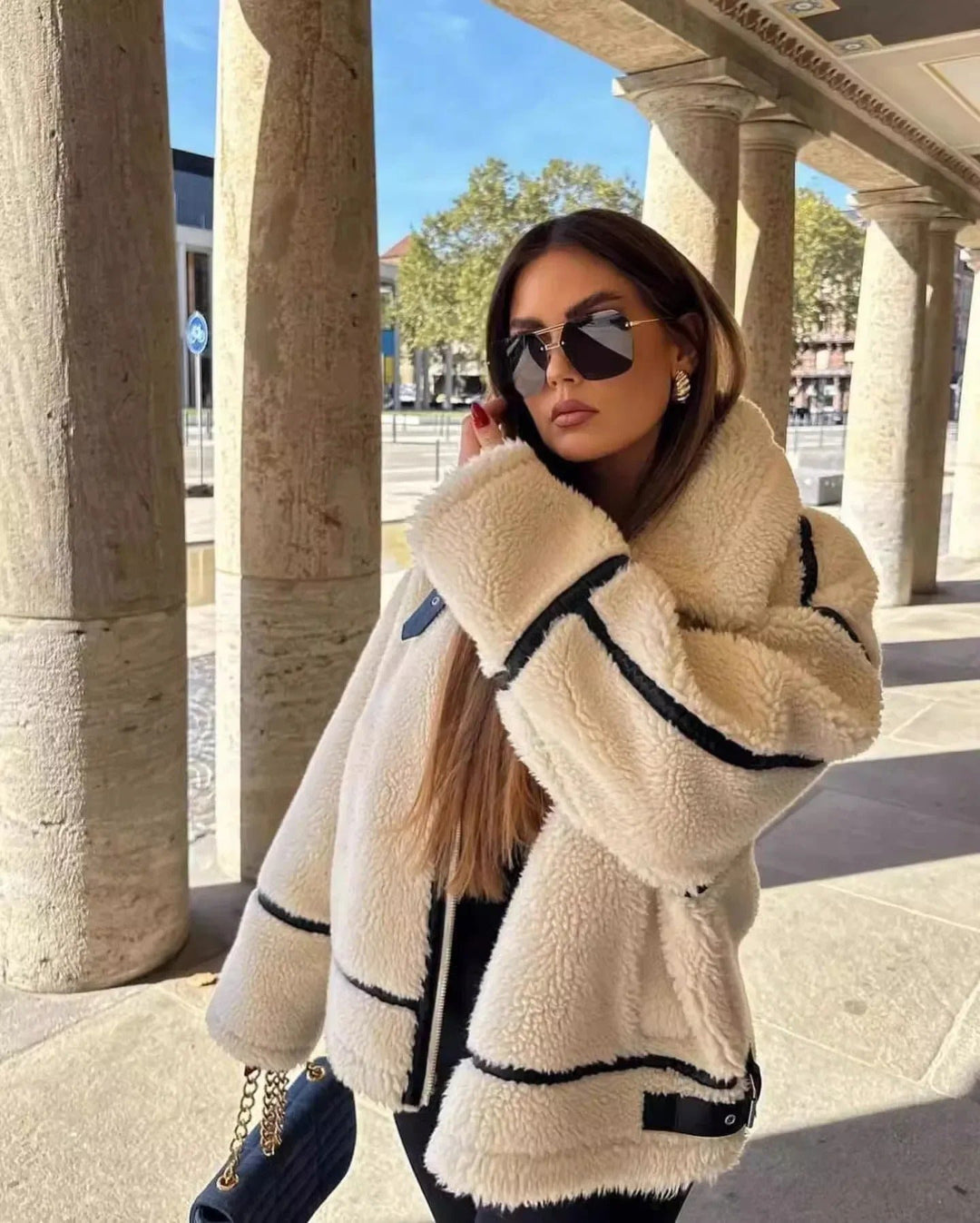 Cecil | Sherpa Teddy Jacket with Contrast Trim for Women