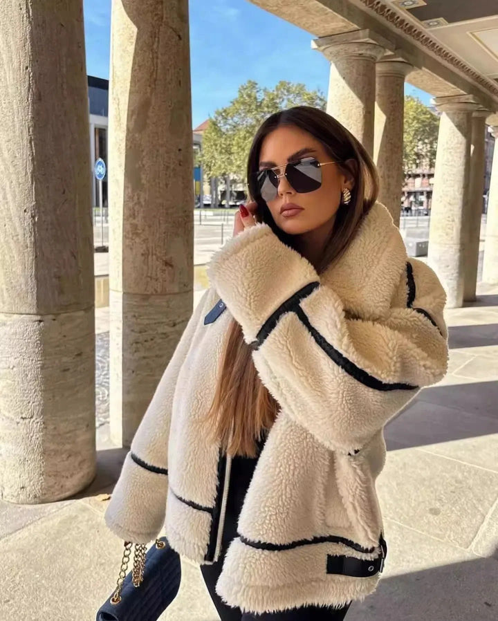 Cecil | Sherpa Teddy Jacket with Contrast Trim for Women