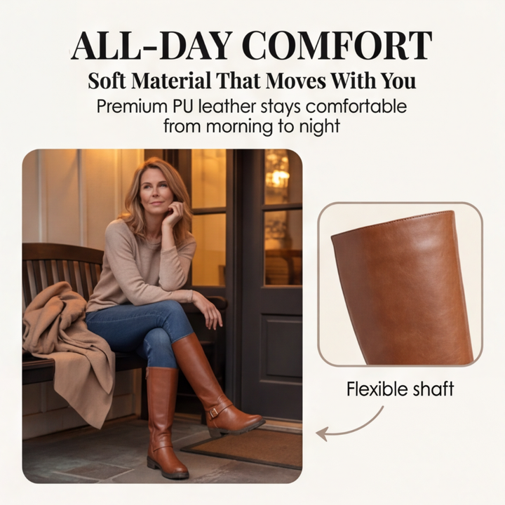 Ridella | Knee High Riding Boots – Classic Buckle Detail