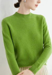 Elena | Pure Cashmere Vibrant Green Knit Sweater