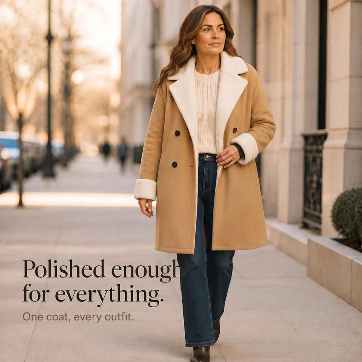 Ellis | Sherpa-Lined Winter Coat – Classic Camel Style for Women