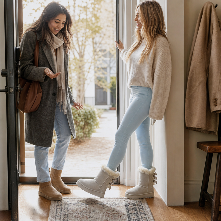 Bowelle | Plush-Lined Platform Bow Winter Boots for Women