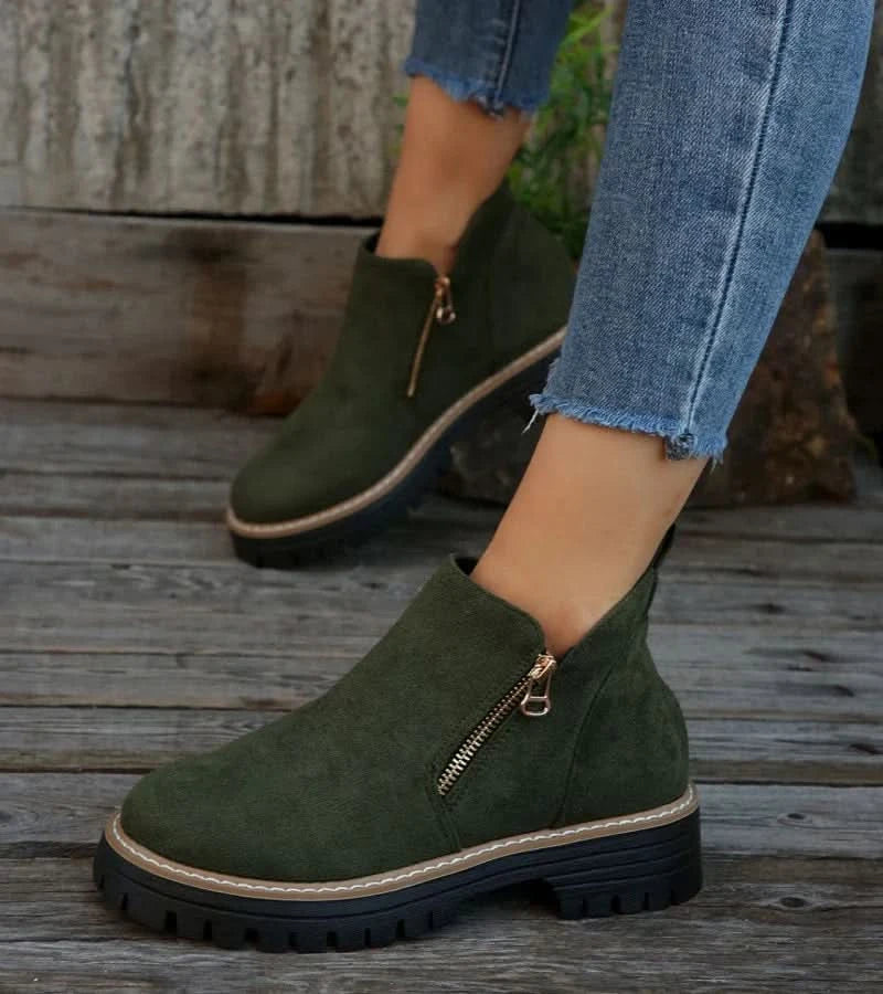 Aria | Cushioned Side-Zip Lug-Sole Ankle Boots - Image 6
