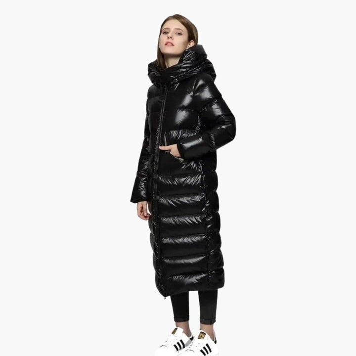 Pavona | Hooded Long Puffer Coat for Women – Stylish Quilted Design