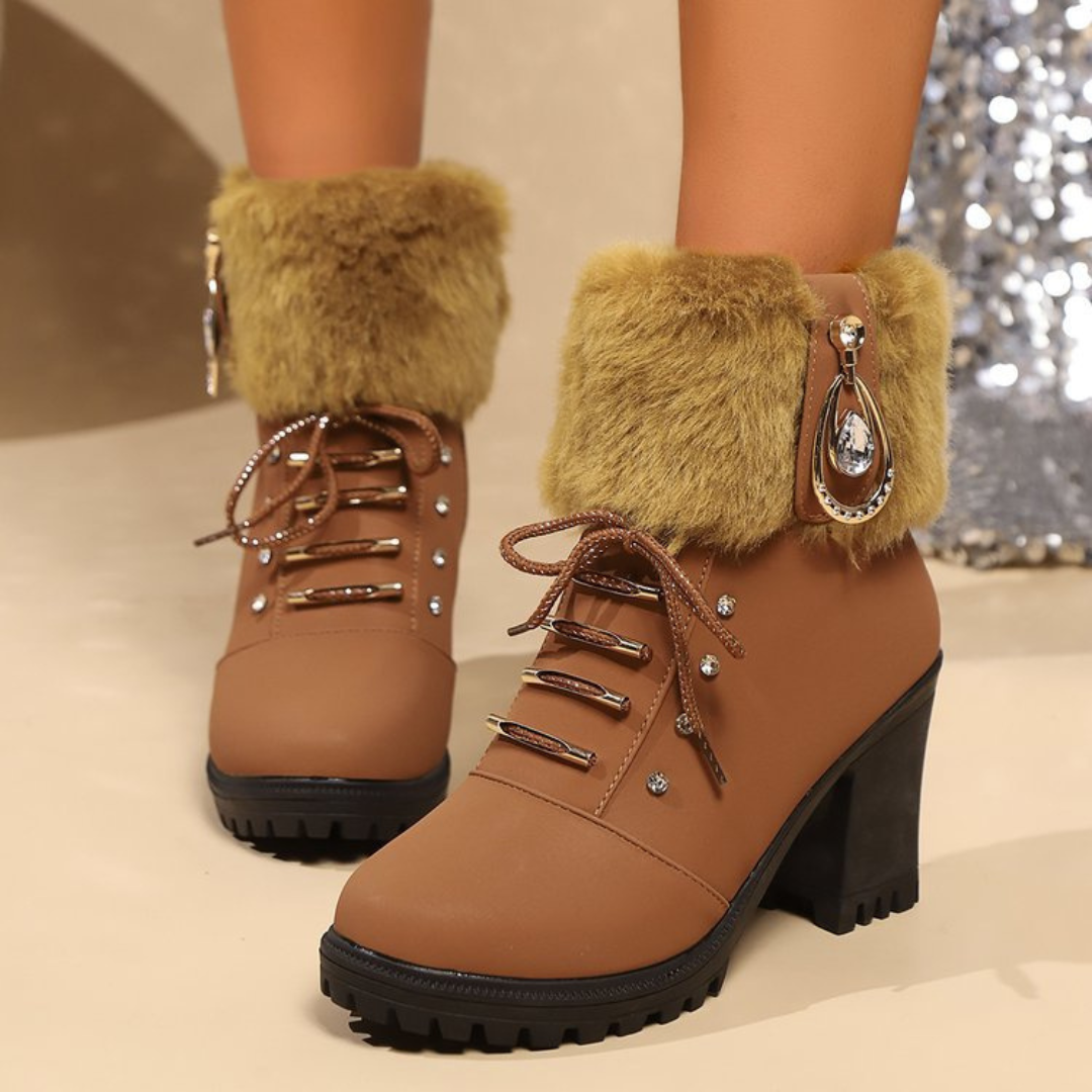 Velura | Faux Fur Winter Boots – Cozy Block Heel Style for Women