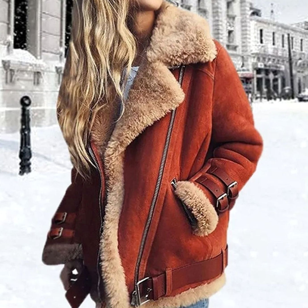 Ophira | Biker Jacket with Shearling Details for Women