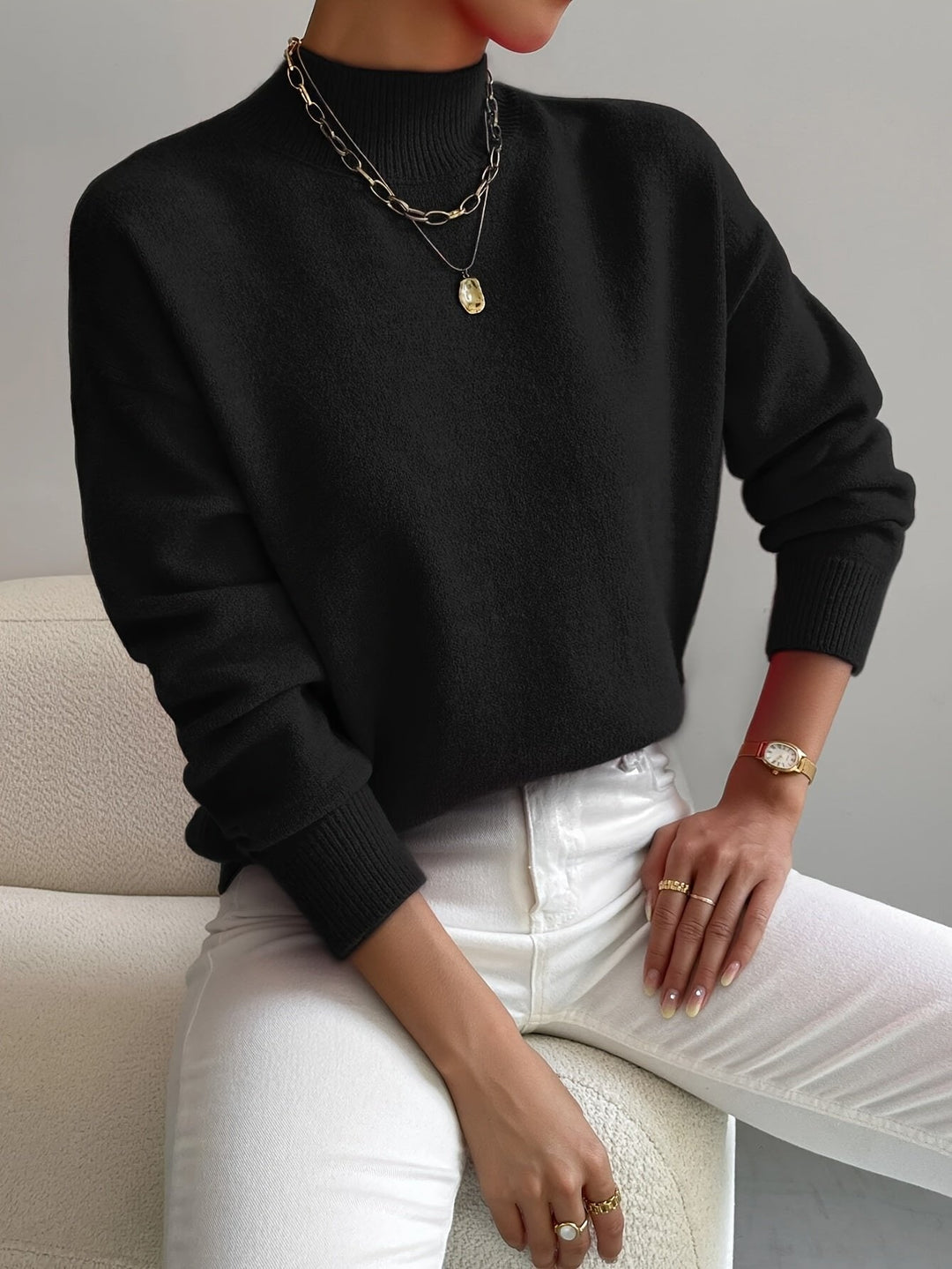 Vivienne | Strickpullover mit Stehkragen