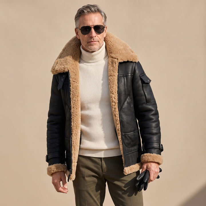 Falcon | Bomber Jacket with Teddy Fur Lining for Men