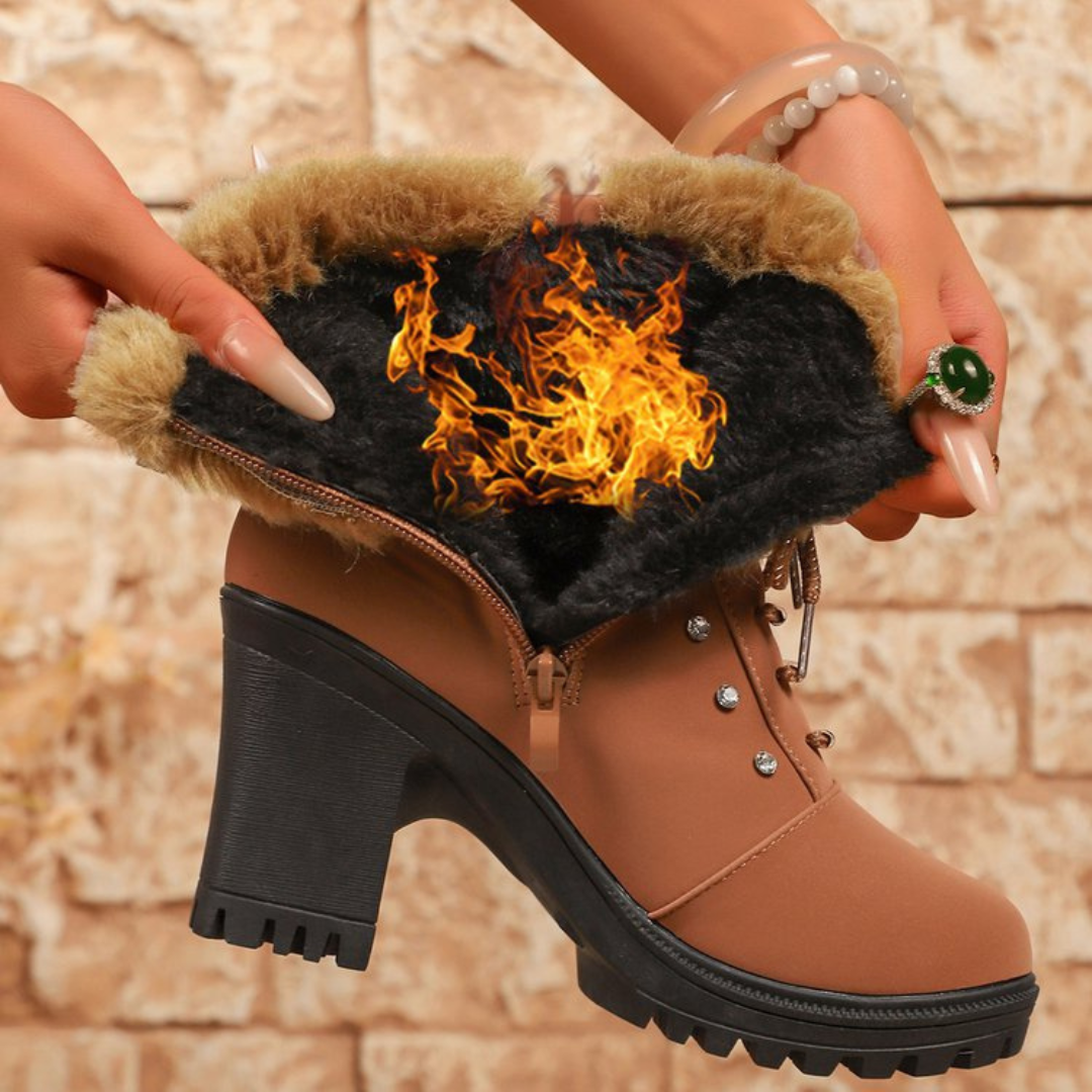 Velura | Faux Fur Winter Boots – Cozy Block Heel Style for Women