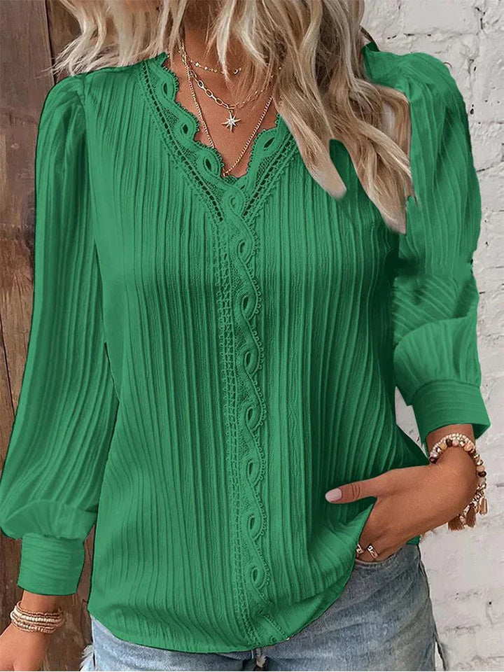 Nola | Lace-Trimmed Blouse – Timeless Elegance for Everyday Wear