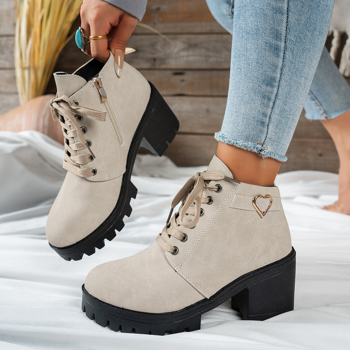 Alurelle | Schicke Schnürstiefeletten mit Blockabsatz für Damen