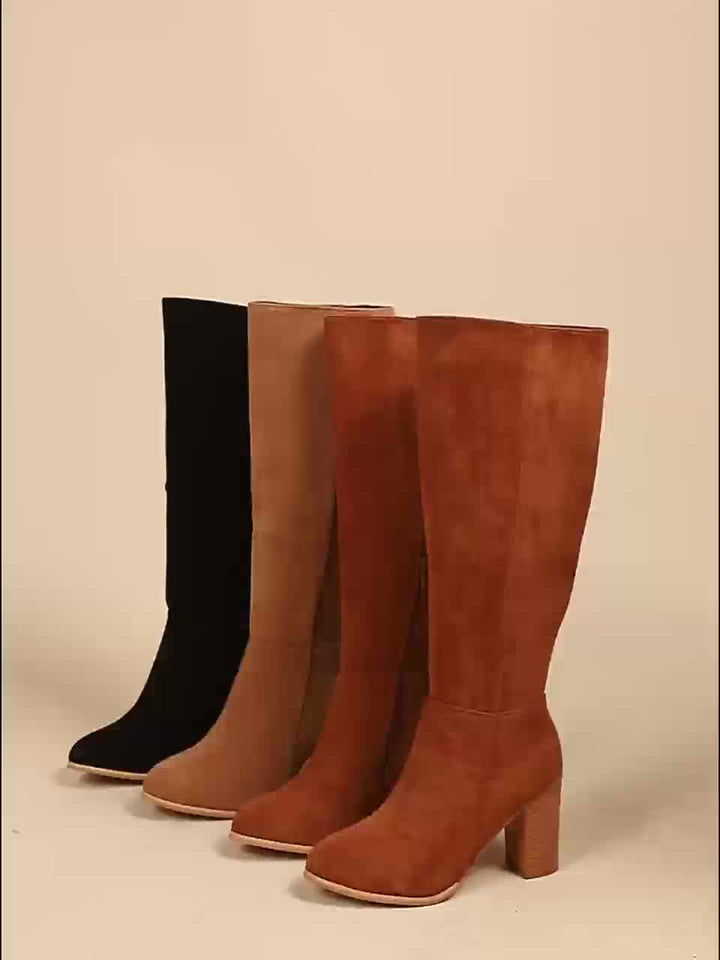 Vallara | Women's Chic Knee-High Stacked Block Heel Boots