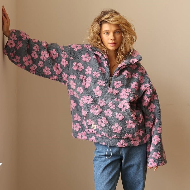 Flora | Floral Hoodie for Women – Cozy Sherpa Style