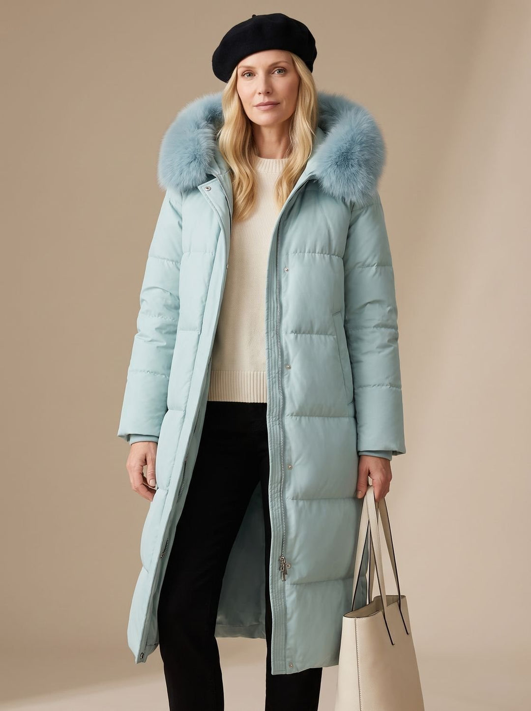Evelyn | Long Puffer Parka – Luxury Winter Coat with Fur-Hood