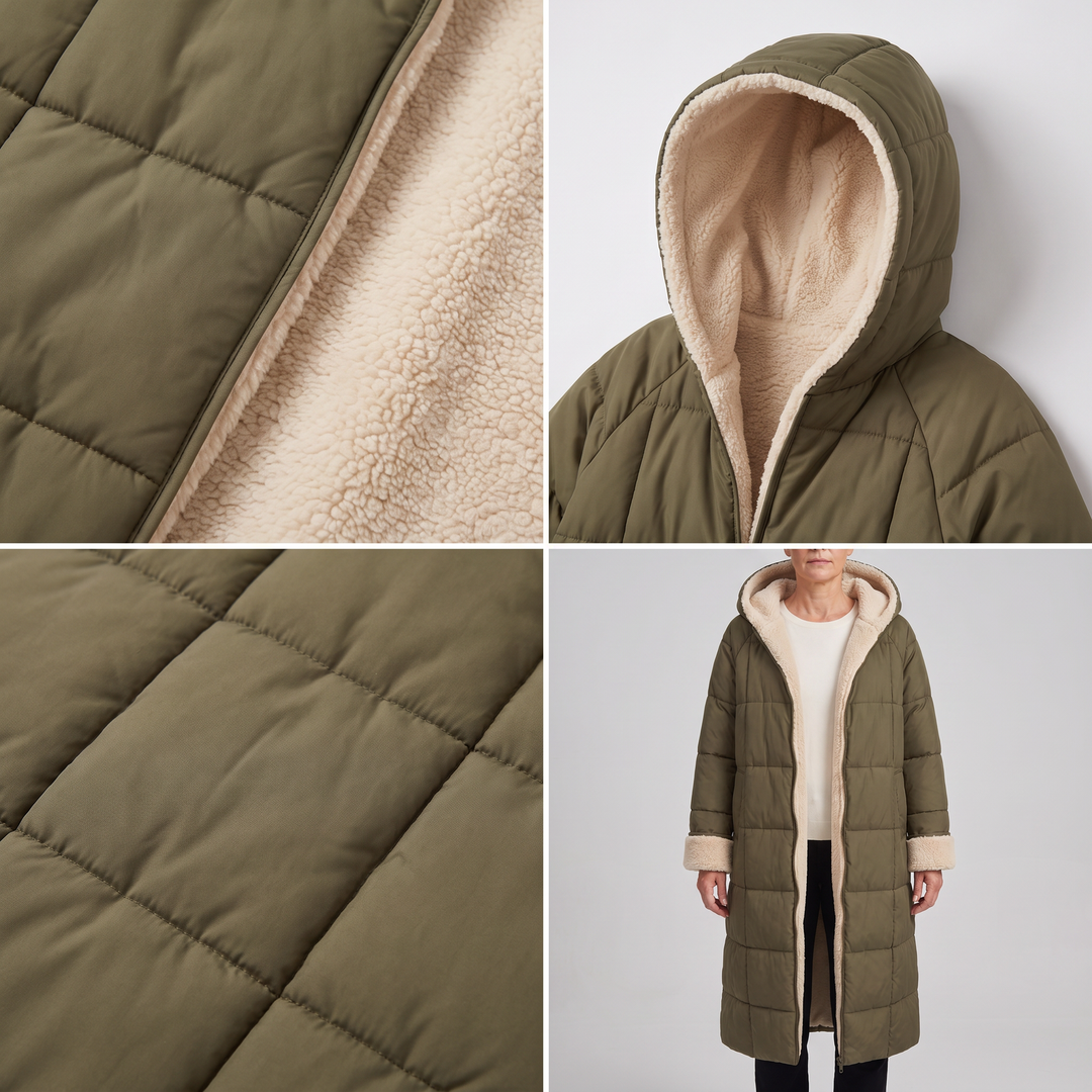 Borga | Longline Puffer Coat – Reversible Design for Women